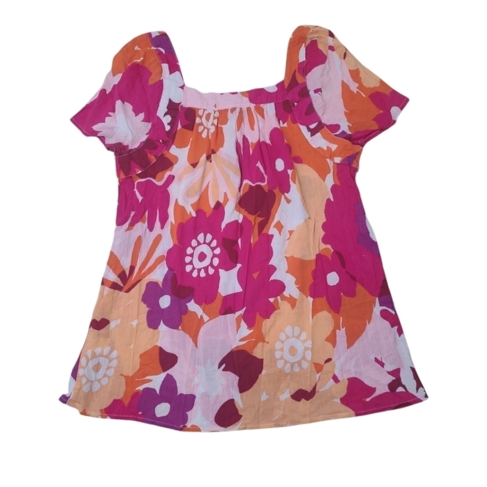 Madison Short Sleeve Colorful Cotton Top Size Medium - Picture 6 of 7
